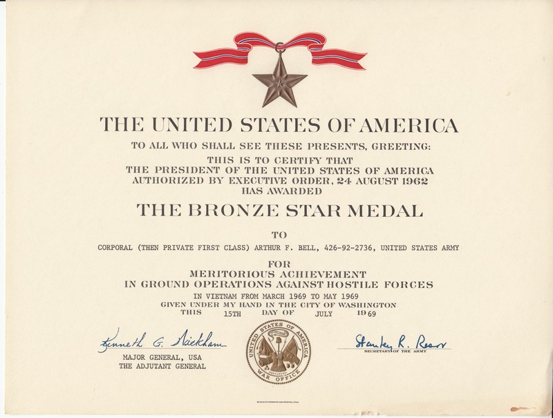 Urkunde Bronze Star Medal